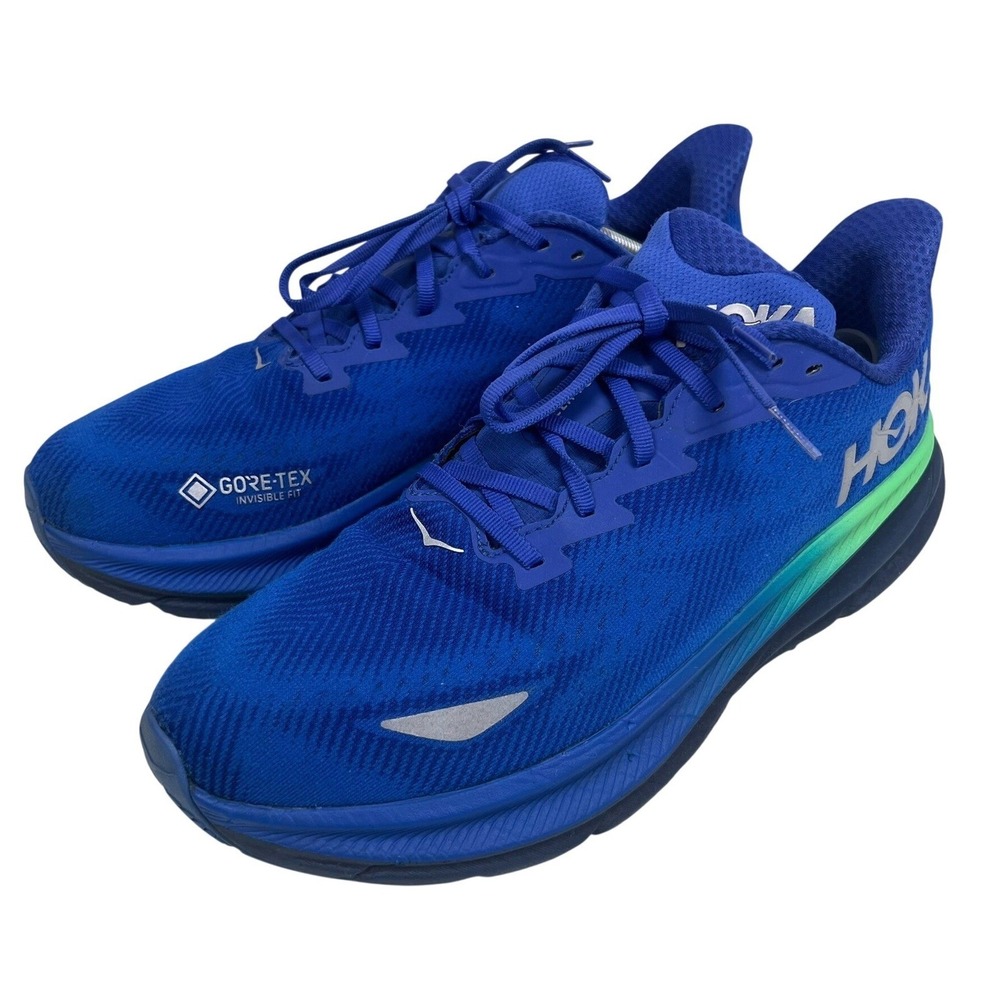 Hoka Clifton 9 GTX Blue Gore-Tex Waterproof Running Shoes Mens 13 D Workout EUC